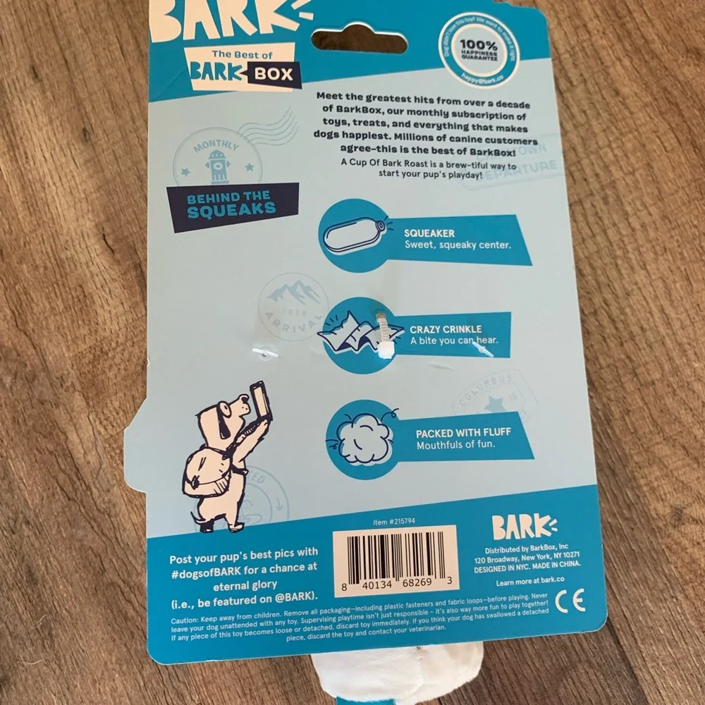 Bark New With Tags Bark Brew Coffee Cup Dog Toy